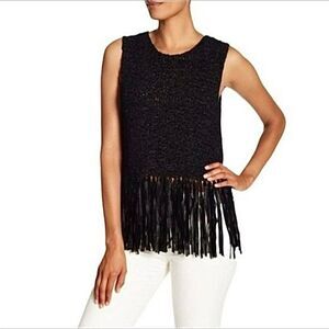 A.L.C. Carmelita black knit tassel fringe tank top sleeveless NWT S